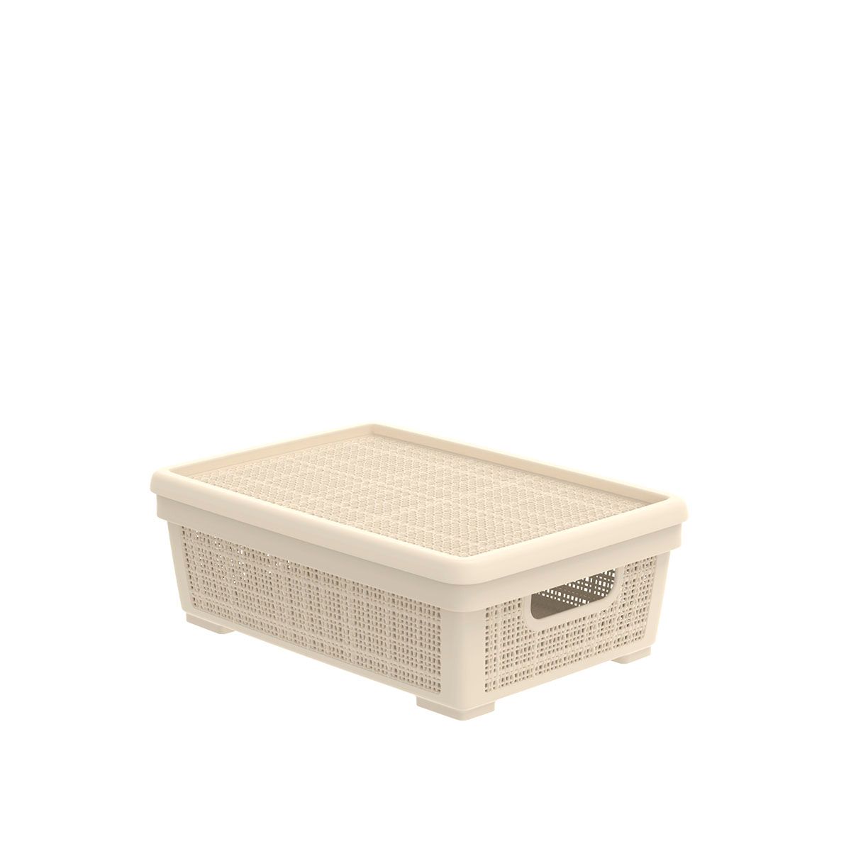Корзинка для хранения АльтПласт Лён 11л с крышкой, слоновая кость АП 451