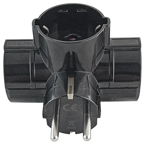 Тройник электрический VT/TRIPLO/16A/BLACK/TRIPPLE SOCKET