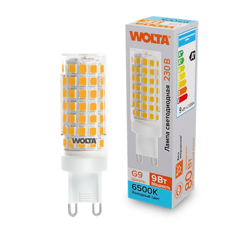 Лампа светодиодная WOLTA WSTD-JCD-9W6KG9-C (керамика) "Капсульная" JCD 9Вт 800лм 6500K G9 1/10/100/1