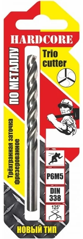 Сверло по металлу 4.5х80мм Р6М5 "Hardcore" Trio Cutter