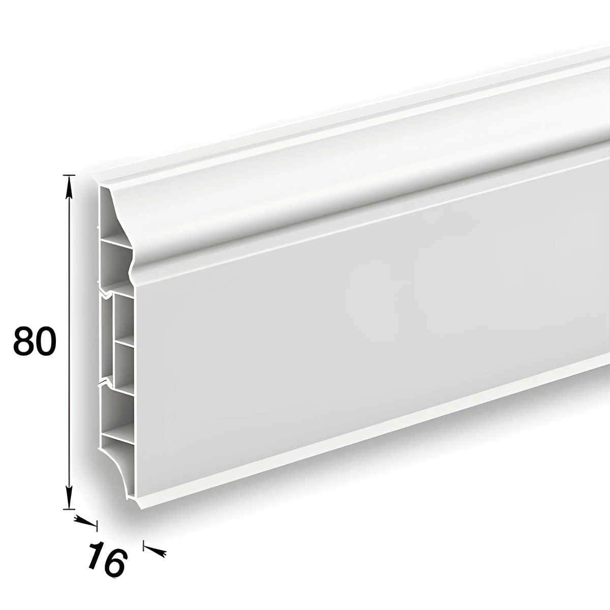 Плинтус напольный фигурный 80мм 2,2м "Идеал Дюра", 037 Молочно-белый