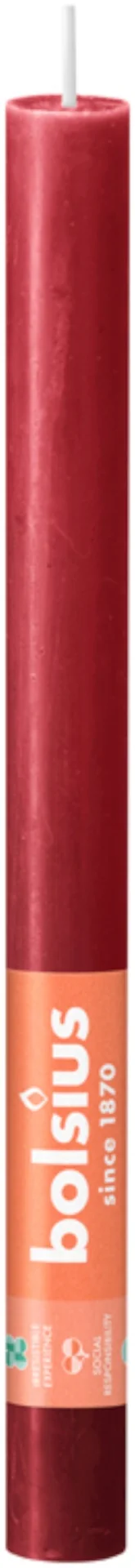 Свеча столовая Bolsius в деревенском стиле 27х2,3 см Delicate Red