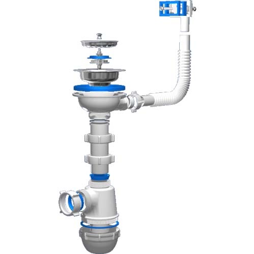 Сифон Ани Грот для раковины нерж.чашка d115 3"1/2*40 перелив б/гофры A0145S