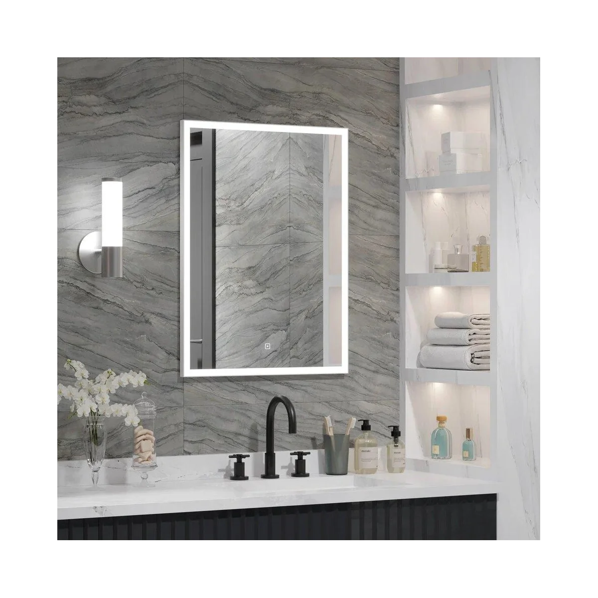 Зеркало "Frame White LED" 600х800