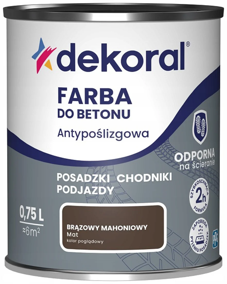 Dekoral Противоскольз.краска для бетонн.полов крас.дер.0,75л