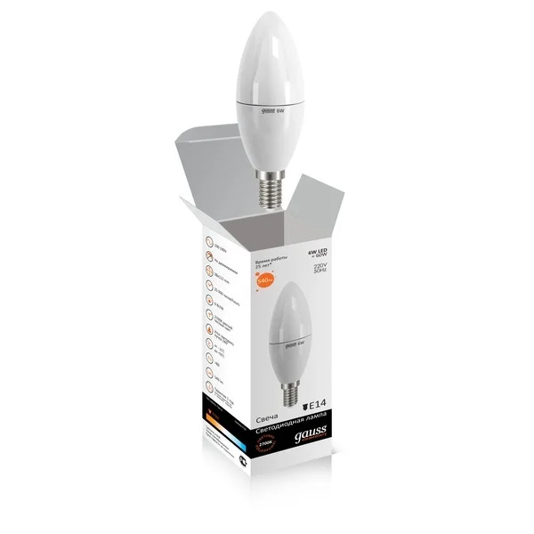Лампа Gauss LED Elementary Candle 6W E14 3000K