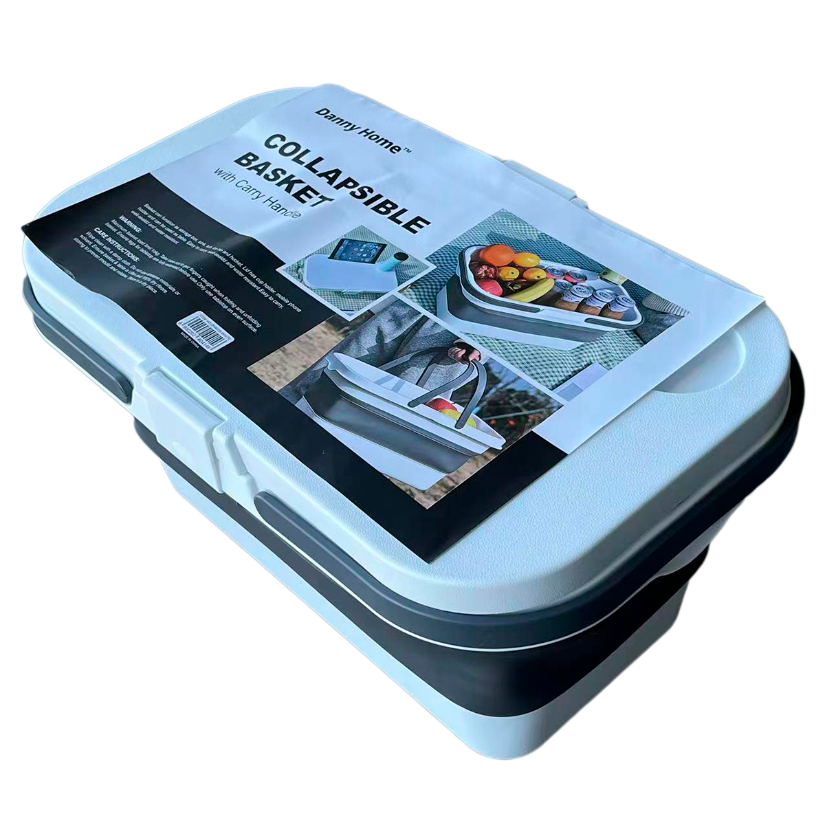 Корзина складная силиконовая для пикника серо-белая 48х29х24 см DH4033 CN