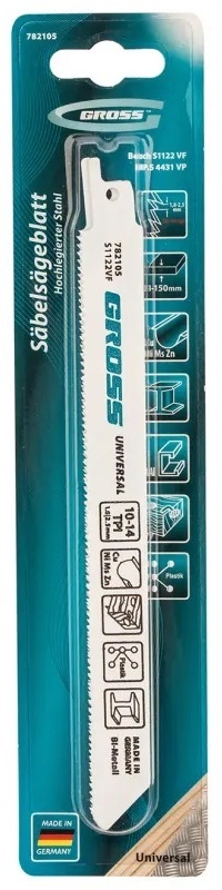 Полотна универсальные для сабельной пилы 4431 VP - S1122VF, 180 x 1,8-2,5 мм, 2 шт// Gross