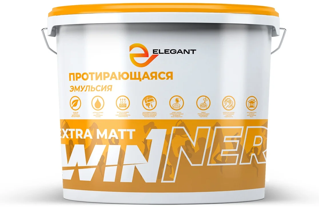 Краска акриловая в/д Elegan Winner extra matt моющая 7кг