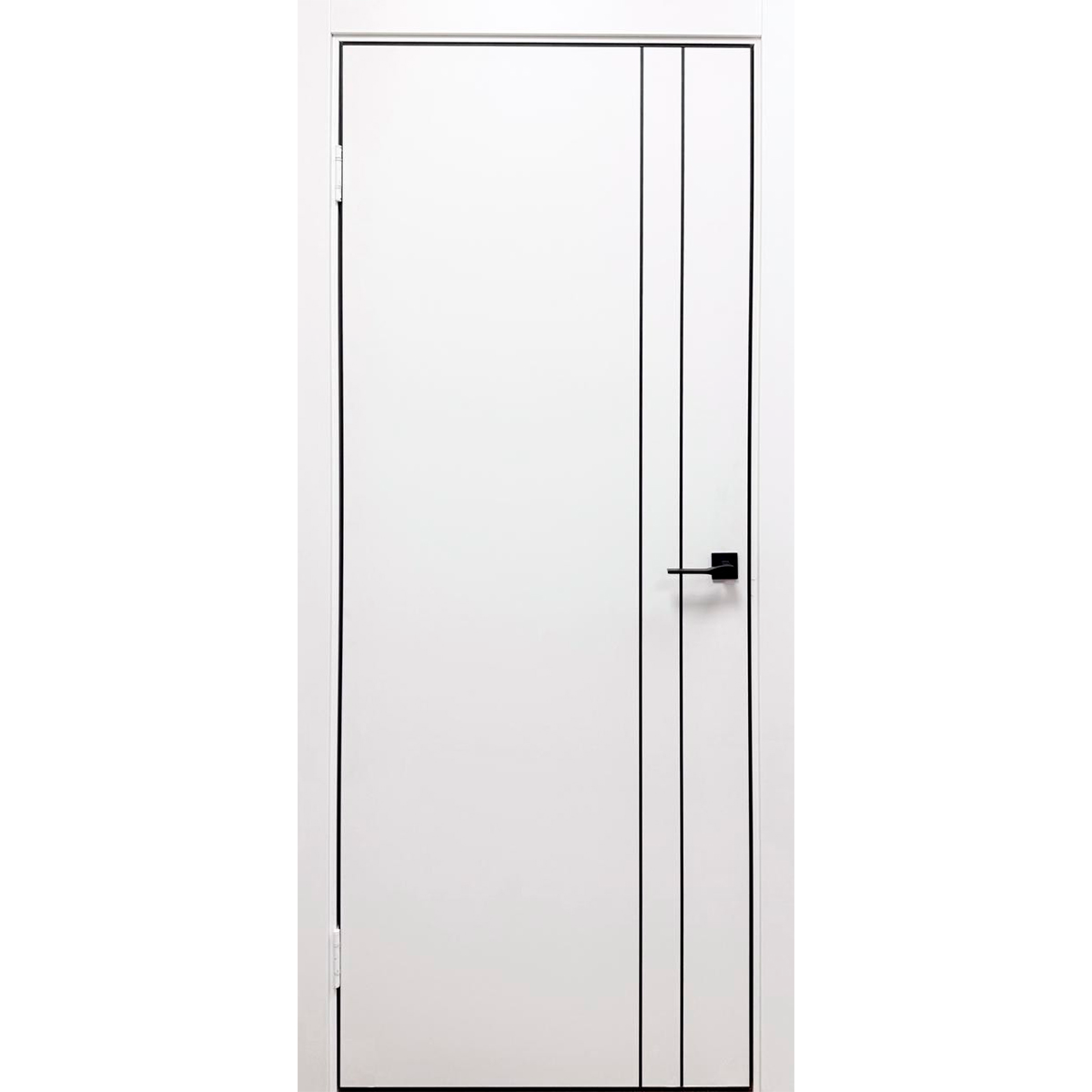Дверное полотно Акцент 5 (белый матовый) 2,0*0,6, черн. ал.кромка с 4х + замок магнитный ДГ