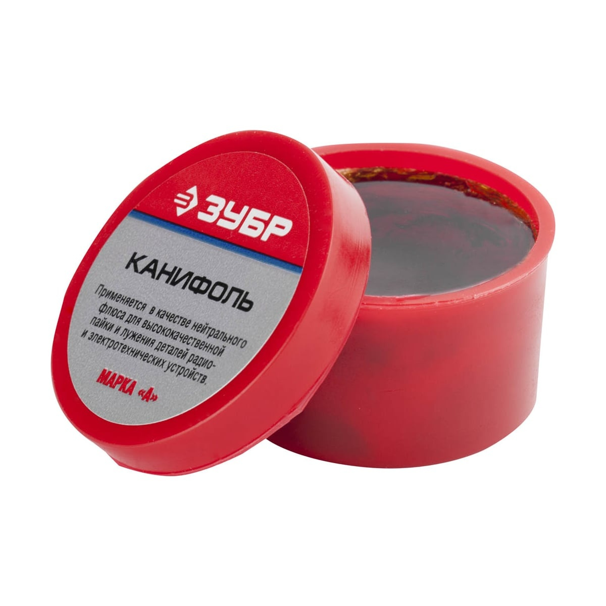 Канифоль ЗУБР для паяльных работ, пластиковая банка, 20г