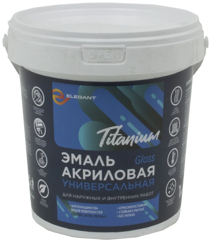 Эмаль Elegant акриловая Titanium Professional Gloss 10 кг