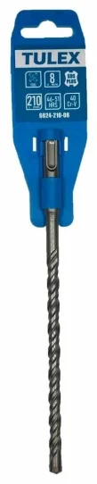 Бур по бетону TULEX 6024-210-08, 4 резца YG8C, 40 Cr-V, 46-51 HRS, хвостовик SDS-Plus, 210*8мм