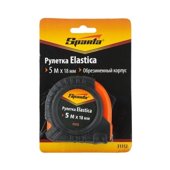 Рулетка Elastica, 5 м х 18 мм, обрезиненный корпус// SPARTA
