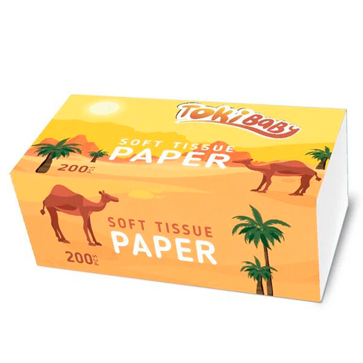 Салфетки бумажные TokiBaby 2-х слойные в мягкой упаковке 200шт ZL200SA530