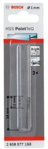 Сверло по металлу 2 HSS PointTeQ  1.0mm