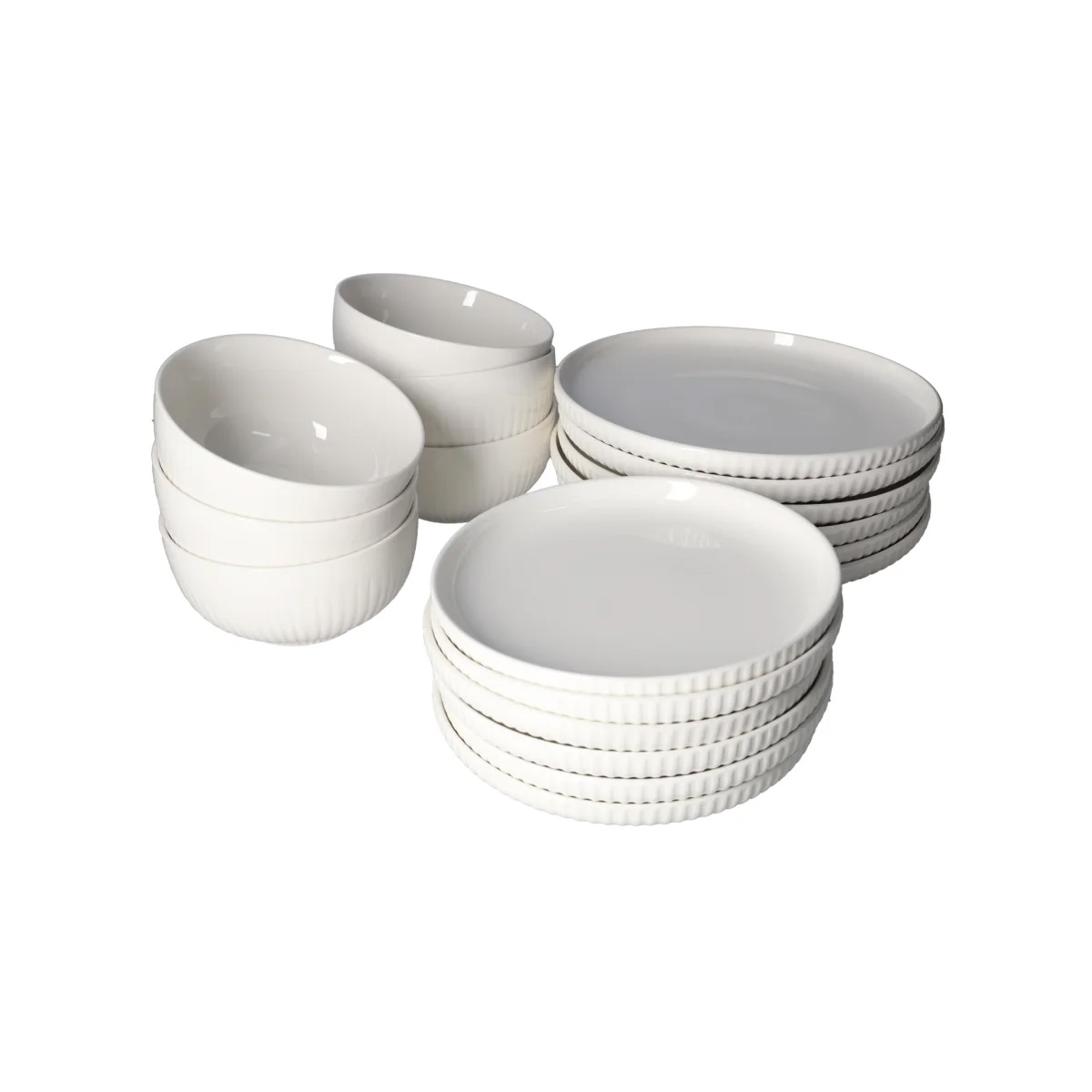 Набор столовой посуды DH White ribbed 18 пр 6 персон белая керамика CPK18T-03