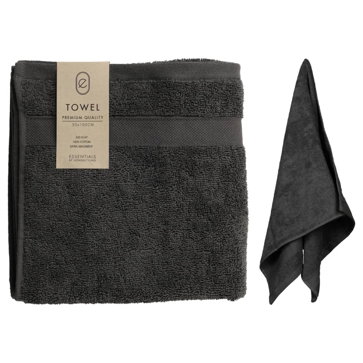 Полотенце махровое 50х100 см антрацит HD1001100 К
