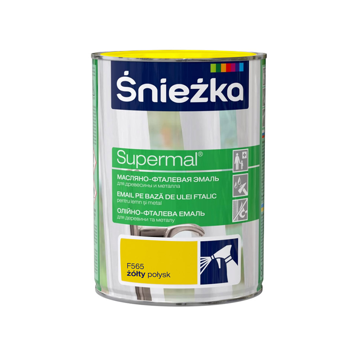 Эмаль масляно-фталевая для деревесины и металла Supermal желтый F565 0,8л