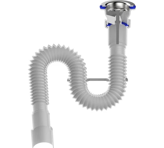 Гофрасифон Aquant F213-55-MR   1 1/4"x40/50 удл с мет решеткой