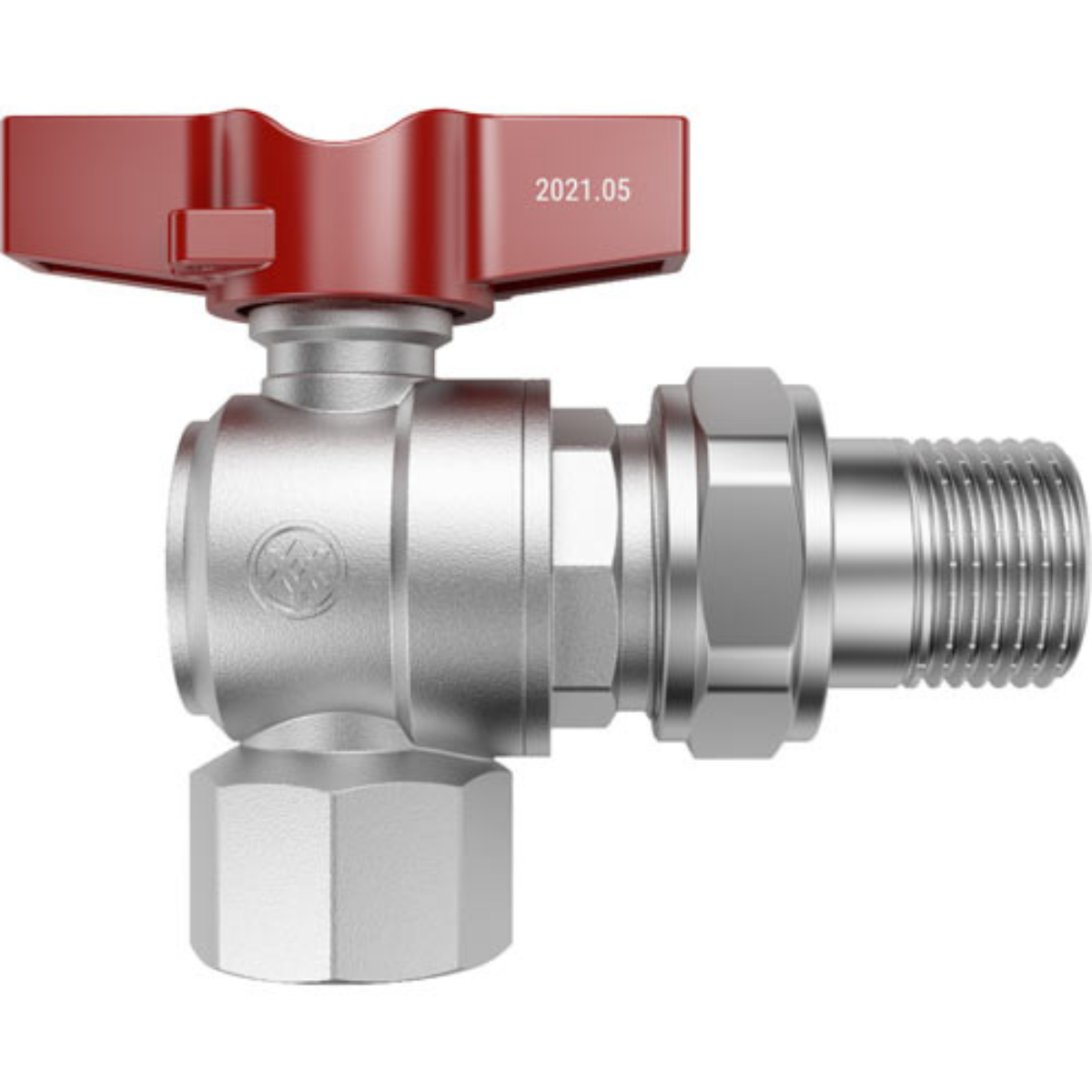 Кран шаровый угловой с полусгоном "Miraya" series "B" (20) 3/4 г-ш рукоятка-"бабочка" арт.104402