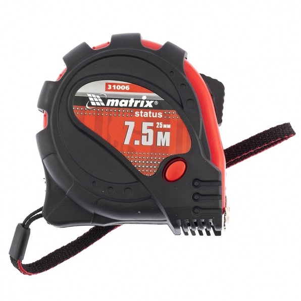 Рулетка Matrix Status magnet 3 fixations обрезиненный корпус зацеп с магнитом 7.5м х 25мм