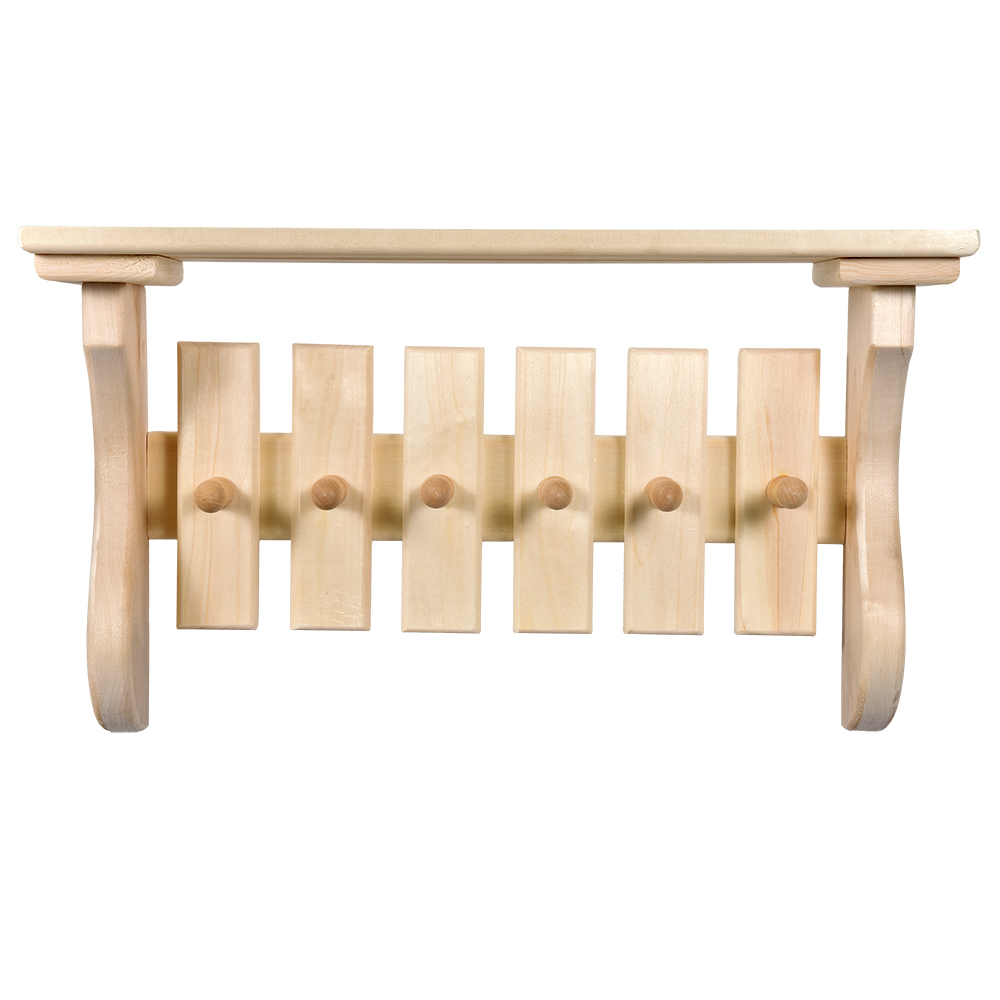 Полка с вешалкой Банные штучки, 6 рожков 54х31х14 см, липа 32412