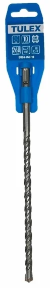 Бур по бетону TULEX 6024-260-10, 4 резца YG8C, 40 Cr-V, 46-51 HRS, хвостовик SDS-Plus, 260*10мм