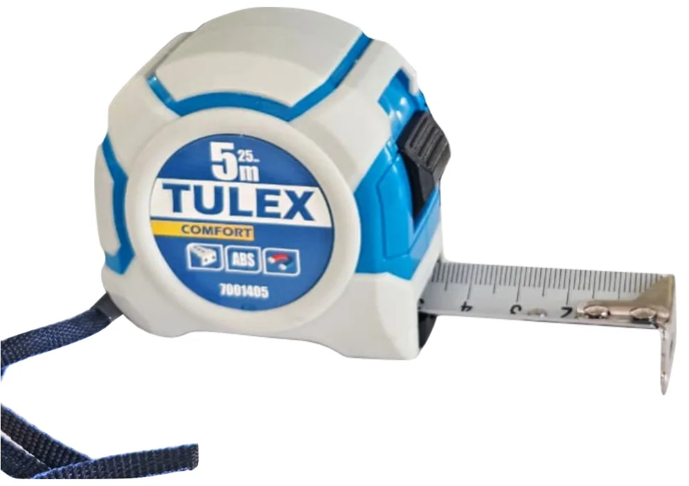 Рулетка TULEX "COMFORT" 7001405 ударопрочный обрезиненный корпус, магнит. зацеп, 5м*25мм