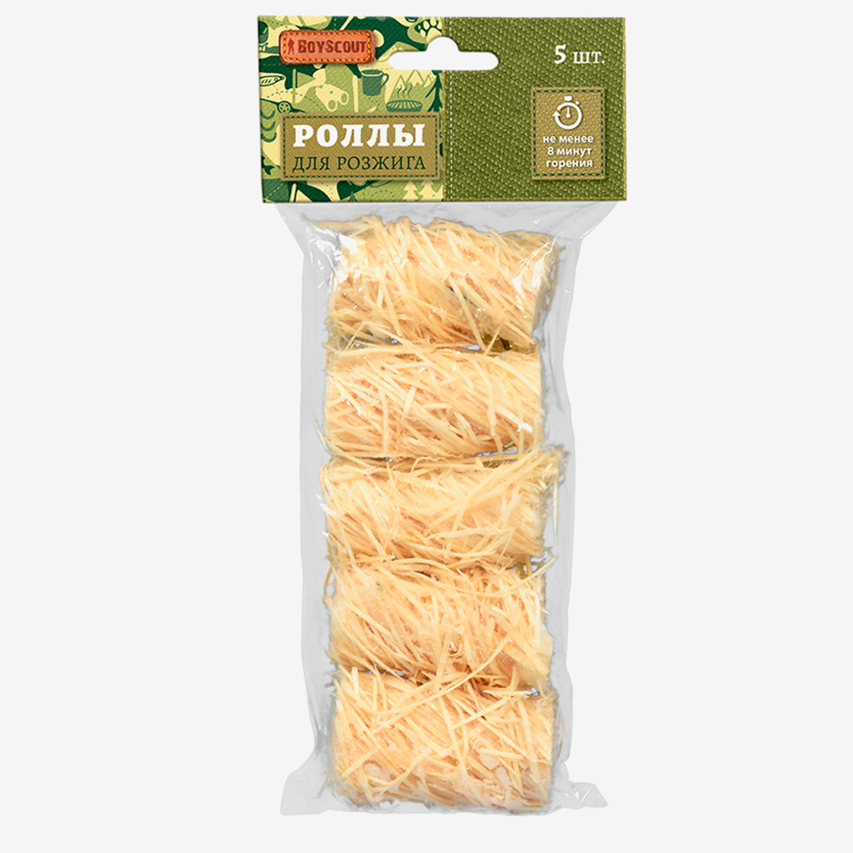 Роллы для розжига мангалов барбекю каминов и печей 5 шт BoyScout