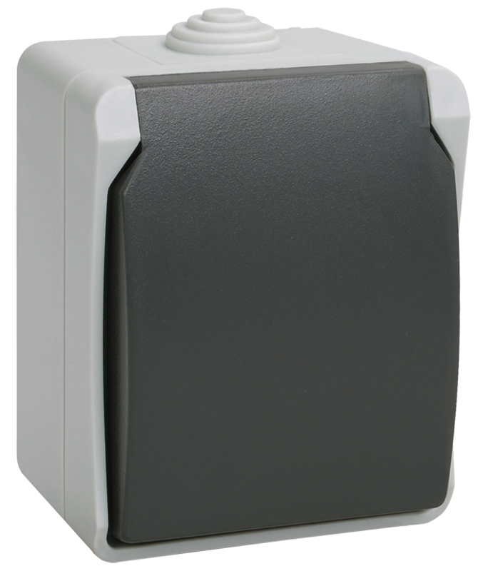 Розетка ИЭК РСб20-3-ФСр 1-м ОП  с заземл. с крыш. ФОРС IP54  132428