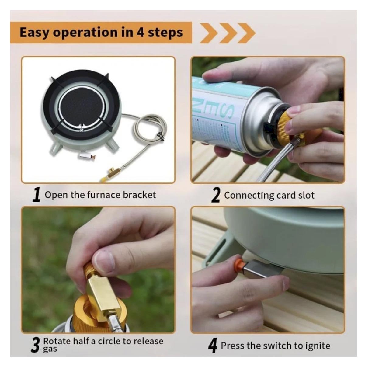 Плитка газовая походная с пьезоподжигом Campsor большая в чехле с переходним на цангу F5007 CN