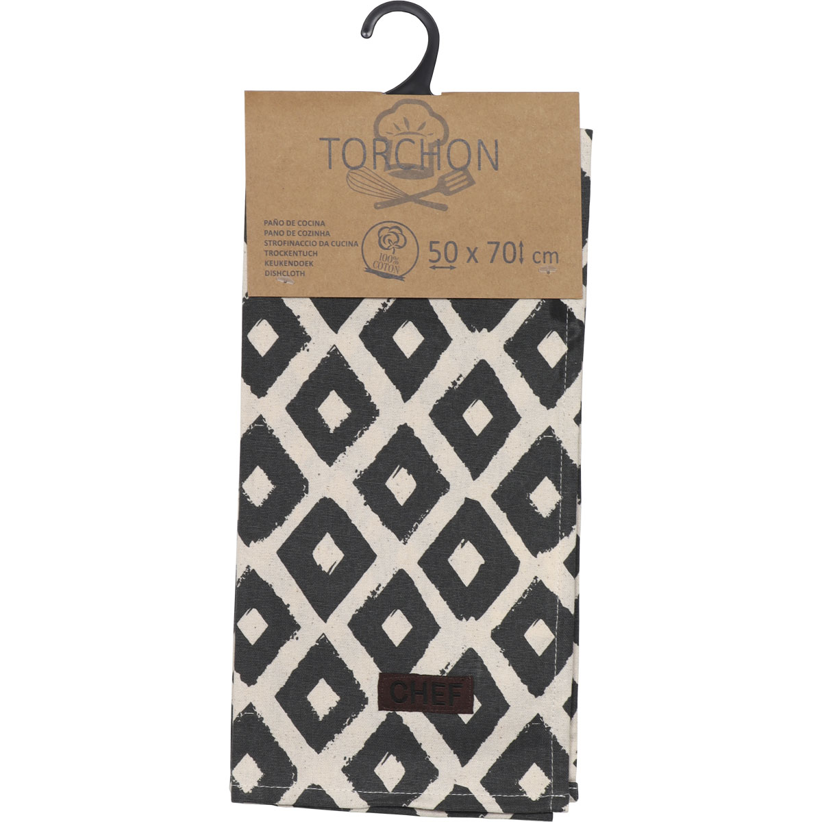 Полотенце кухонное CHEF LOSANGE 50х70 см хлопок черный 4501895