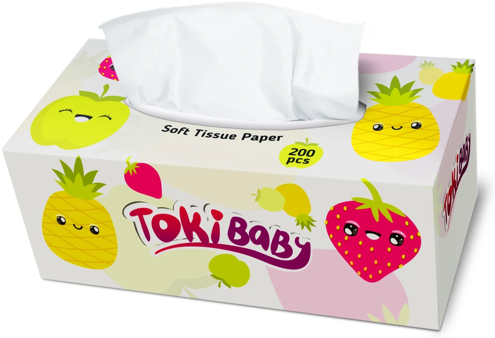 Салфетки бумажные TokiBaby 2-х слойные в картонной коробке 200шт ZH200BA004