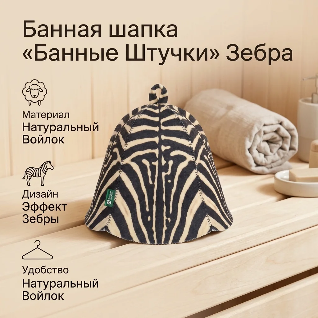 Шапка для бани и сауны Банные штучки, Зебра 41537