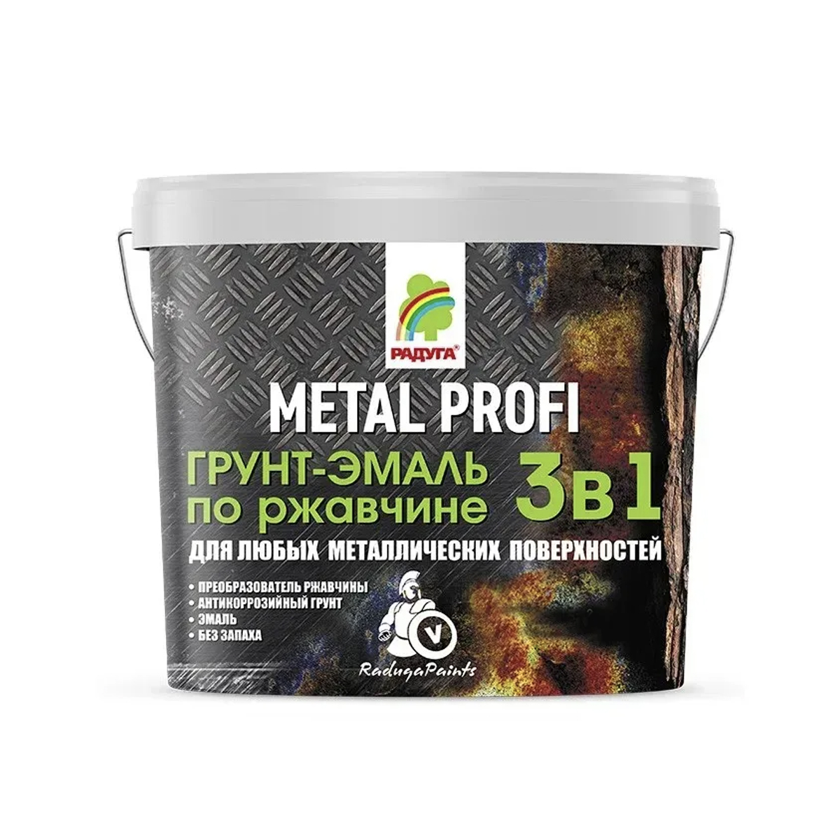 Грунт эмаль по ржавчине Metal profi 3 в 1 цвет белый 2,7 л