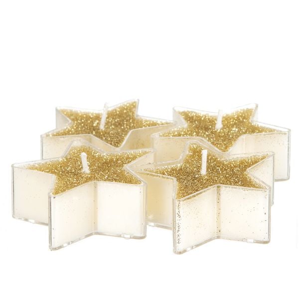 Набор чайных свечей Atmosphera Звездочки 4 шт золото 128451OR