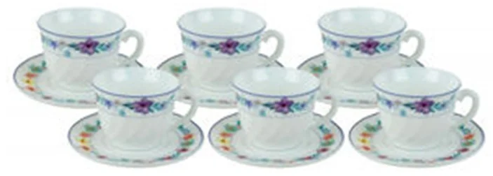 Кофейный набор DH Ivory Flower на 6 персон 190 мл опаловое стекло XWB190F-M