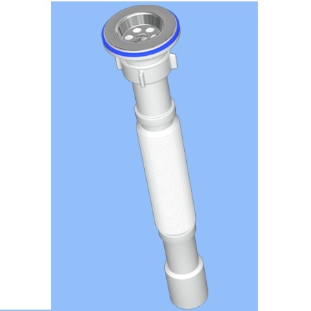 Сифон Ани для раковины гофрированный нерж.чашка d70 1"1/2*40/50 удлин. G116