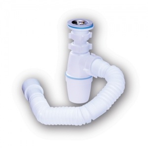 Сифон Орио для раковины нерж.чашка d70 1"1/2*40/50 гофра А-32019