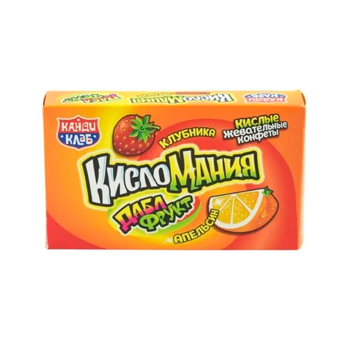 Конфеты жевательныеКисломания дабл фрукт апельсин-клубника 14г CHW040