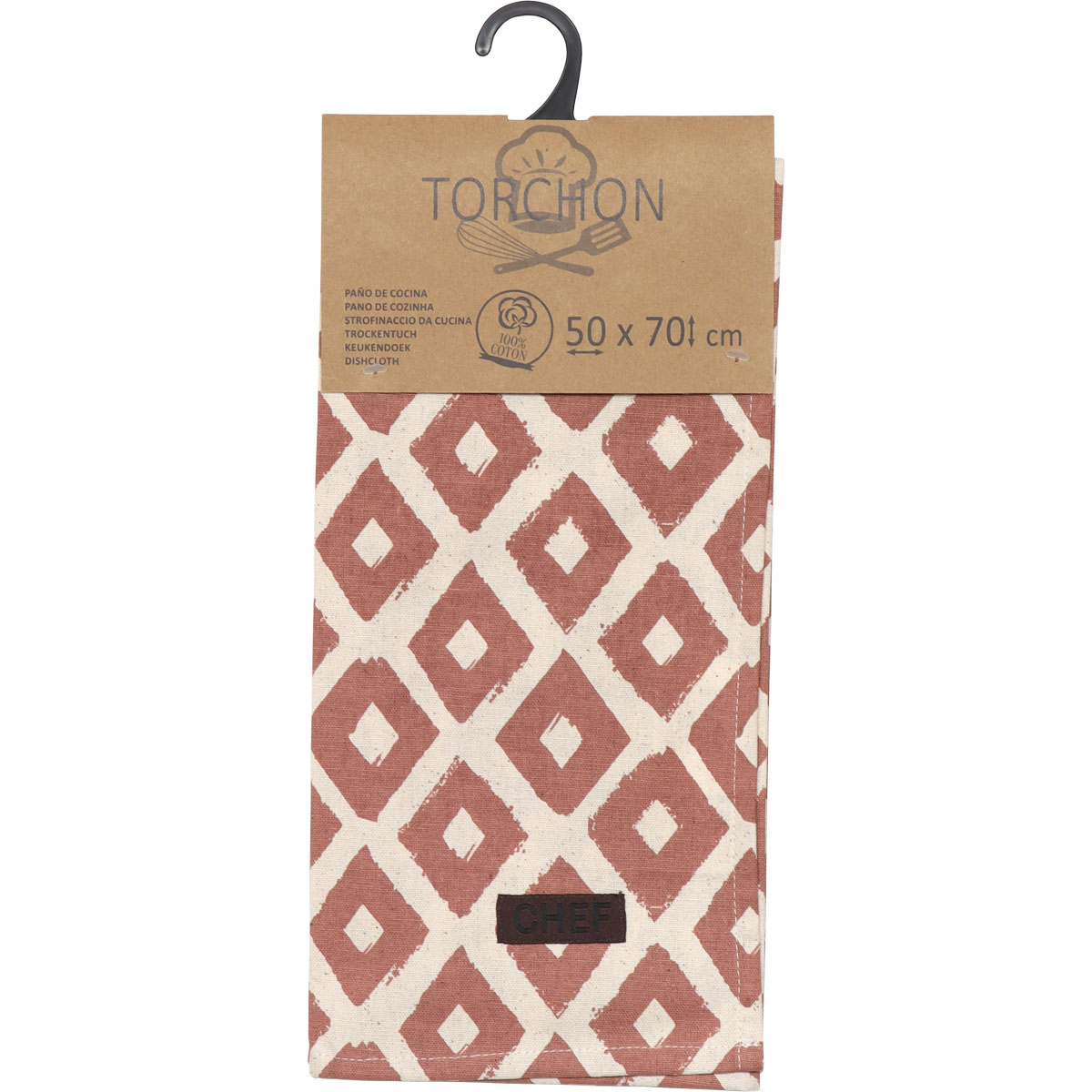 Полотенце кухонное CHEF LOSANGE 50х70 см хлопок терракот 4501836