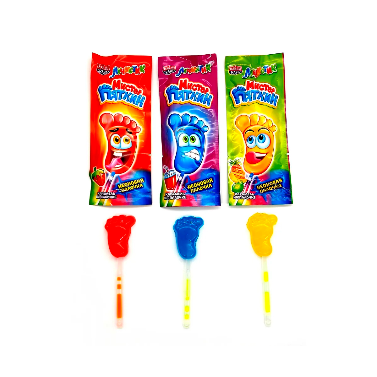 Карамель на неоновой палочке Лучистик Мистер Пяткин ассорти 10г CAR124-5