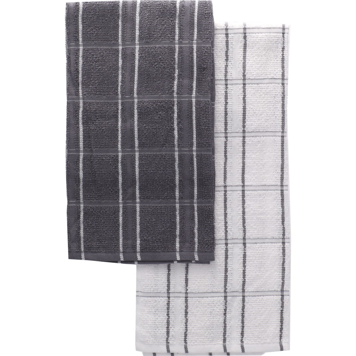 Набор кухонных полотенец 50х50 см х 2шт. клетка хлопок антрацит/белый 43502936