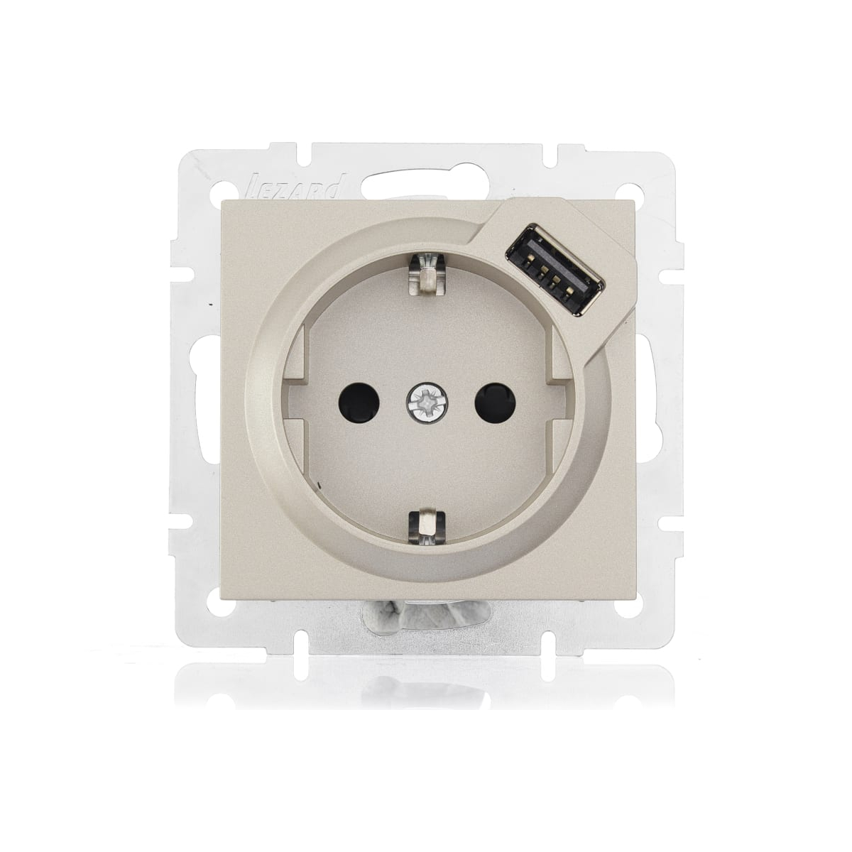 Розетка VESNA 742-3788-181 с/з с USB титан (механизм)
