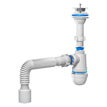 Сифон Ани для раковины нерж.чашка d70 1"1/2*40/50 гофра C0510