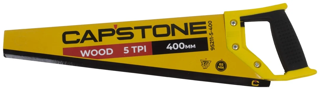 Ножовка по дереву CAPSTONE 95211-5-400, 2-комп. пластиковая ручка, 3D-заточка, закал.зуб, 5TPI,400мм