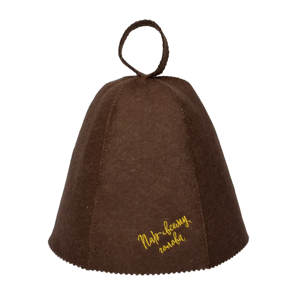 Шапка для бани и сауны Банные штучки, Пар всему голова, коричневая, войлок 100% 41413