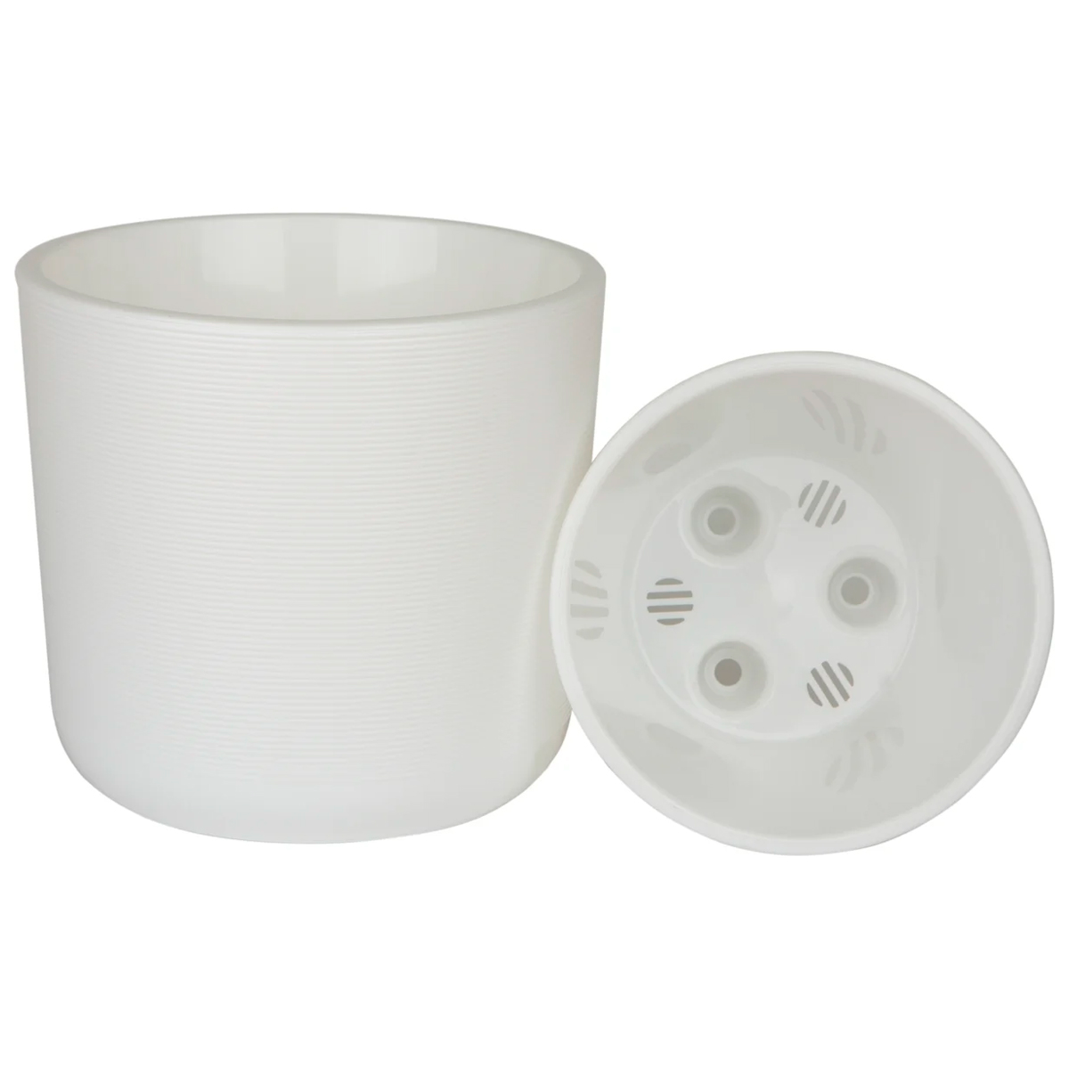 Горшок пластиковый с вкладкой, ЛИОН 4,2 л БЕЛЫЙ-белый d19 h17,5 ЛИ19-10