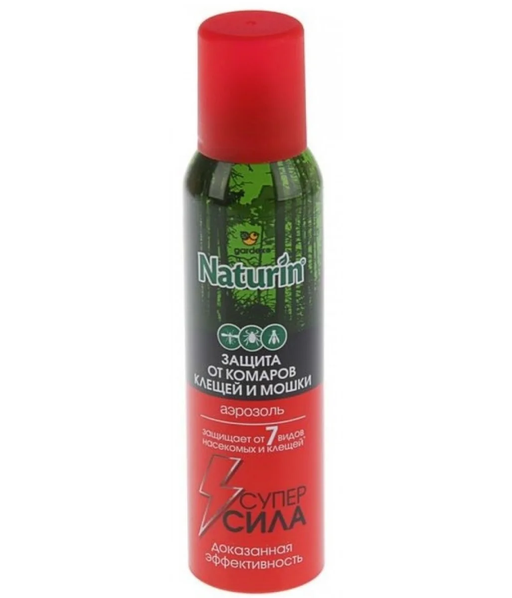 Аэрозоль Gardex Naturin от комаров, клещей и мошки, Супер Сила 3 в 1. 150 мл. N008
